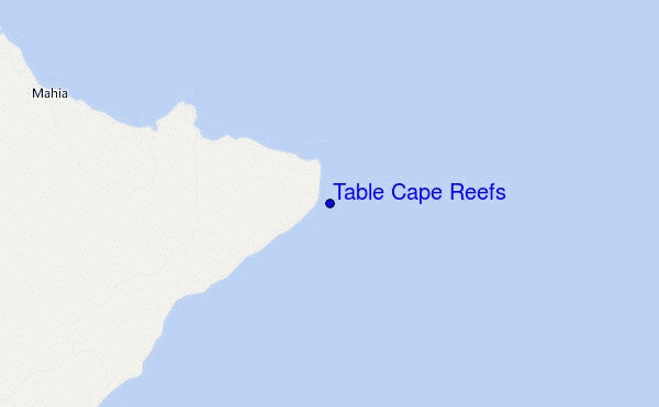 mapa de localização de Table Cape Reefs