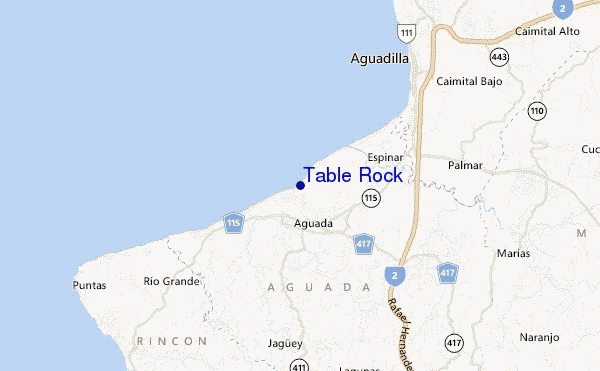 mapa de localização de Table Rock