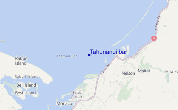 mapa de localização de Tahunanui bar