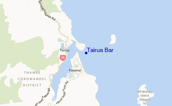 mapa de localização de Tairua Bar
