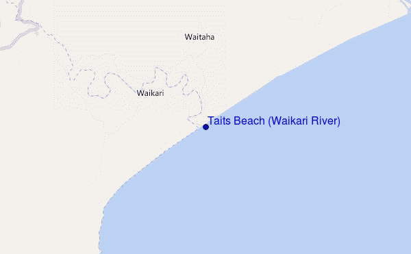 mapa de localização de Taits Beach (Waikari River)