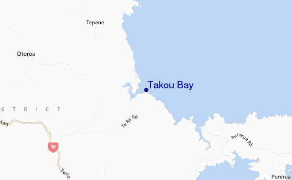 mapa de localização de Takou Bay