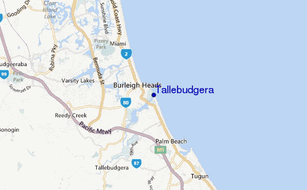 mapa de localização de Tallebudgera