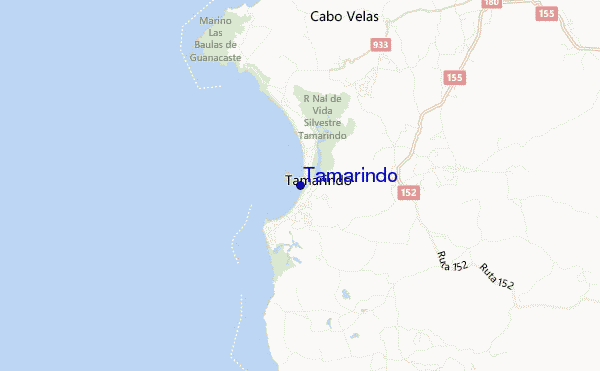 mapa de localização de Tamarindo