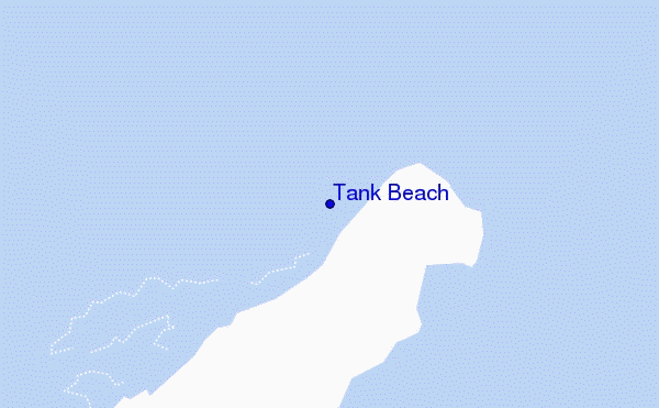 mapa de localização de Tank Beach