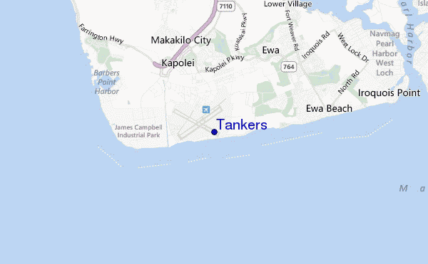 mapa de localização de Tankers