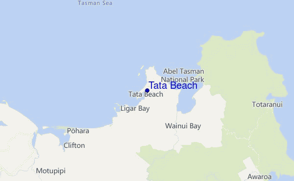 mapa de localização de Tata Beach