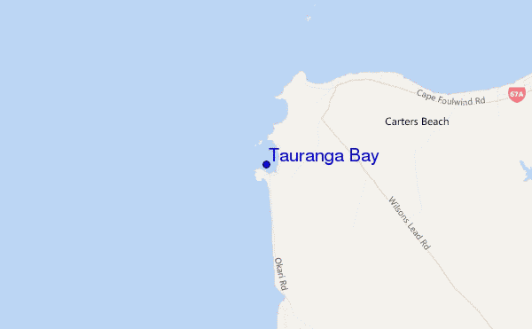 mapa de localização de Tauranga Bay