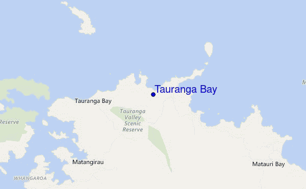 mapa de localização de Tauranga Bay