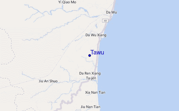 mapa de localização de Tawu