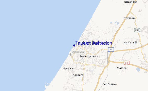 mapa de localização de Tayelet Ashkelon