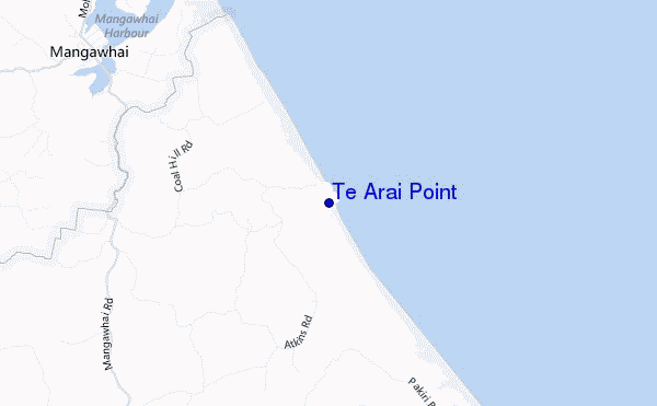 mapa de localização de Te Arai Point