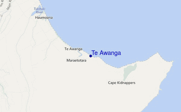 mapa de localização de Te Awanga