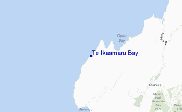 mapa de localização de Te Ikaamaru Bay
