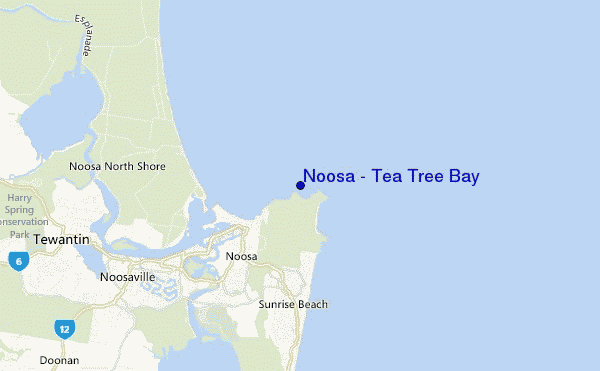 mapa de localização de Noosa - Tea Tree Bay