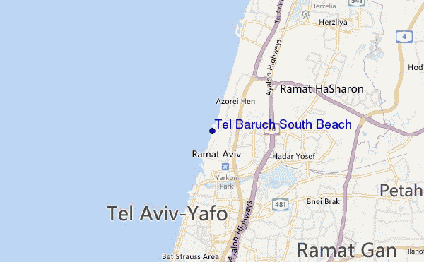 mapa de localização de Tel Baruch South Beach