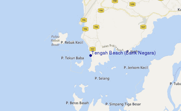 mapa de localização de Tengah Beach (Bank Negara)