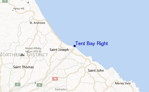 mapa de localização de Tent Bay Right