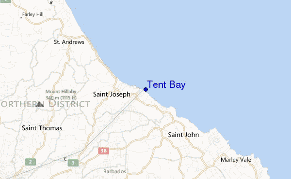 mapa de localização de Tent Bay