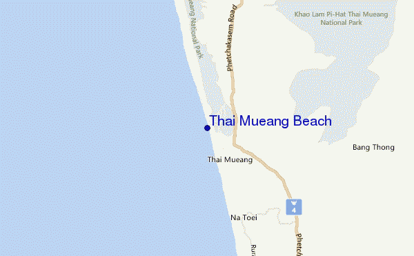 mapa de localização de Thai Mueang Beach
