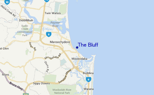 mapa de localização de The Bluff
