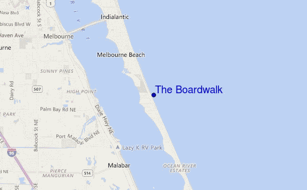 mapa de localização de The Boardwalk