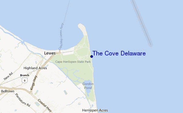mapa de localização de The Cove Delaware