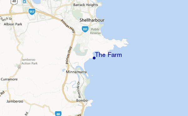 mapa de localização de The Farm