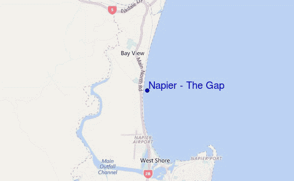 mapa de localização de Napier - The Gap