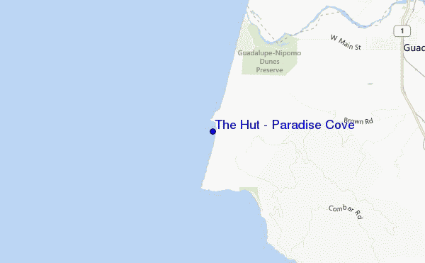 mapa de localização de The Hut - Paradise Cove