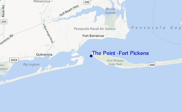 mapa de localização de The Point -Fort Pickens