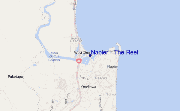 mapa de localização de Napier - The Reef