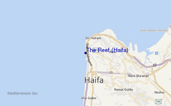 mapa de localização de The Reef (Haifa)