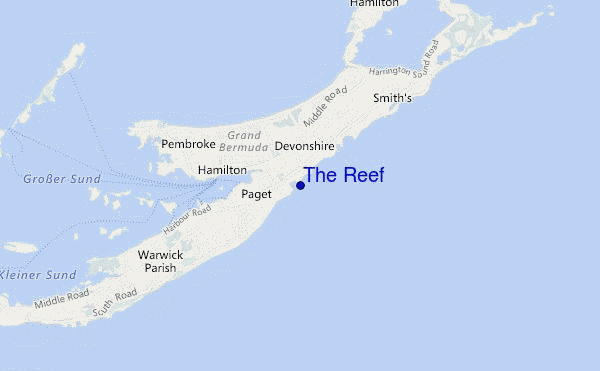 mapa de localização de The Reef
