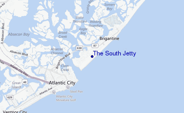 mapa de localização de The South Jetty