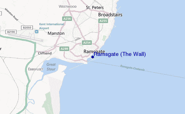 mapa de localização de Ramsgate (The Wall)