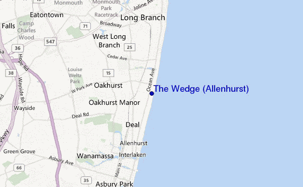 mapa de localização de The Wedge (Allenhurst)