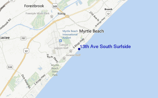 mapa de localização de 13th Ave South Surfside