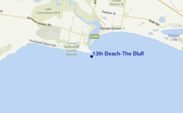 mapa de localização de 13th Beach-The Bluff