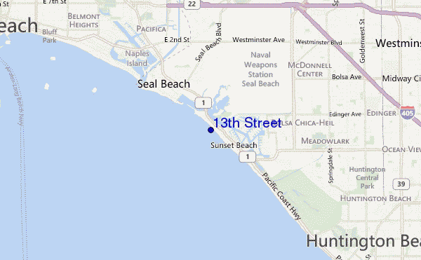mapa de localização de 13th Street