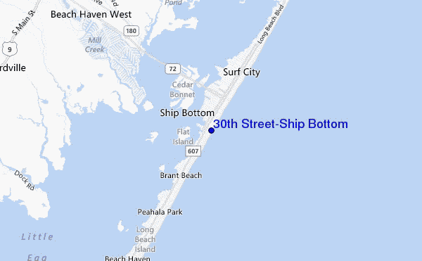 mapa de localização de 30th Street/Ship Bottom