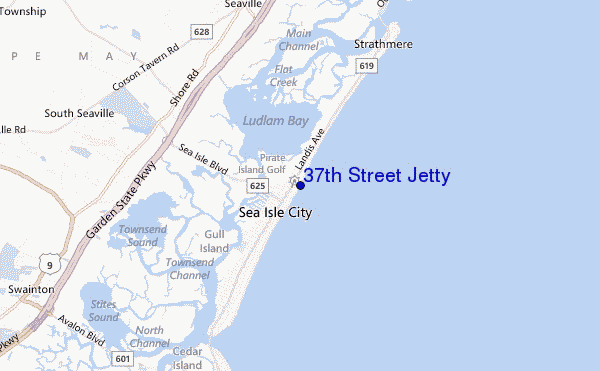 mapa de localização de 37th Street Jetty