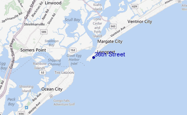 mapa de localização de 36th Street