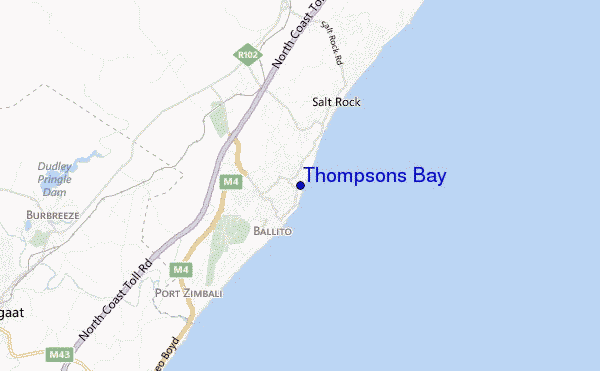 mapa de localização de Thompsons Bay