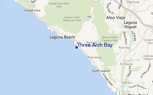 mapa de localização de Three Arch Bay