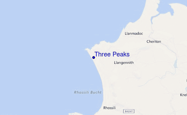 mapa de localização de Three Peaks