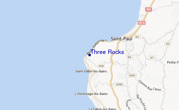 mapa de localização de Three Rocks
