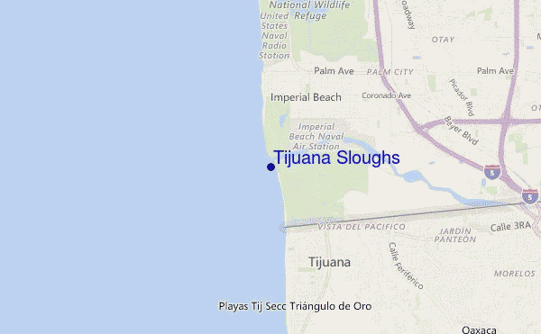mapa de localização de Tijuana Sloughs