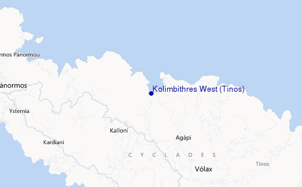 mapa de localização de Kolimbithres West (Tinos)