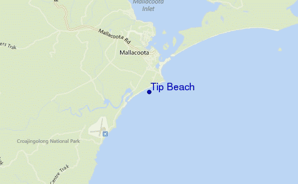mapa de localização de Tip Beach